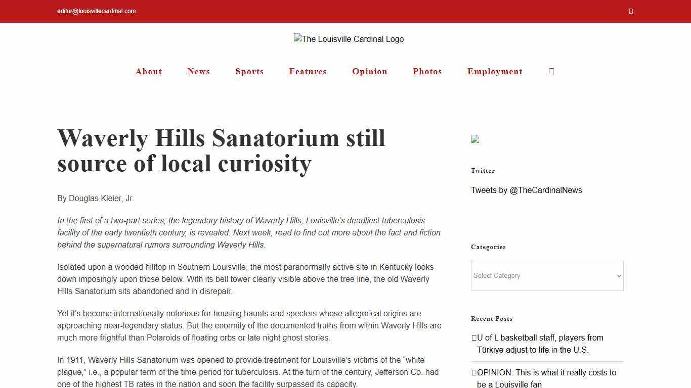 Waverly Hills Sanatorium still source of local curiosity – The Louisville Cardinal